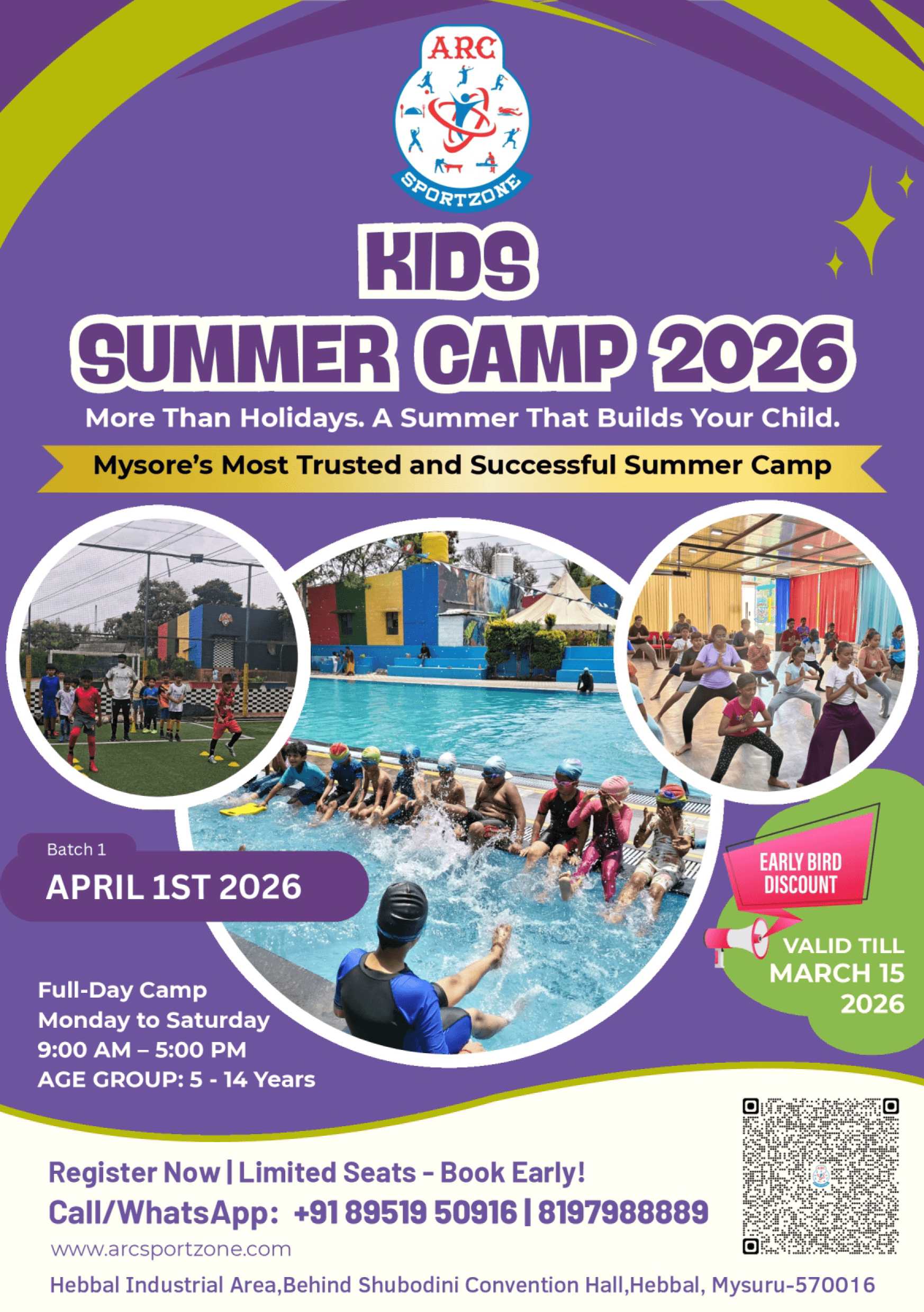 Kids enjoying 16+ sports activities at the best summer camp in Mysore 2026 at ARC Sportzone